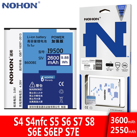 NOHON Battery For Samsung GALAXY S4 S5 S6 S7 S8 S6 S7 Edge Plus i9500 i9505 G900F G920F G930F G950F Original Replacement Bateria ► Photo 1/6