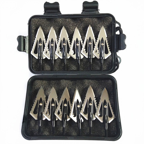 12PCs Hunting Stinger Broadheads 4 Blade 100Grains 2 Sawtooth Blade for Crossbow Hunting Accessories Arrow Head ► Photo 1/6