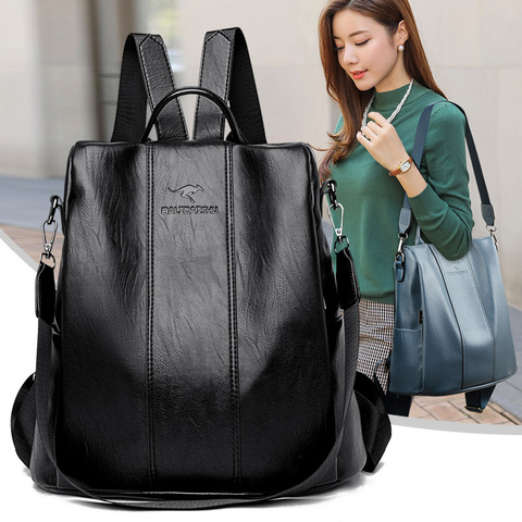 Fashion PU Leather Women Backpack School Shoulder Bag Luxury Design Travel Rucksack Female's Book Bags ► Photo 1/6