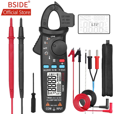 BSIDE ACM91 Digital AC/DC Current Clamp Meter Auto-Range Car Repair TRMS Multimeter Live Check NCV Frequency Capacitor Tester ► Photo 1/6