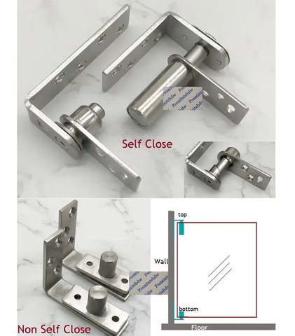 1Pair Stainless Steel Self Or Non-Self Closing Pivot Hinge Public Toilet Partition Cubicle Bar Door ► Photo 1/1