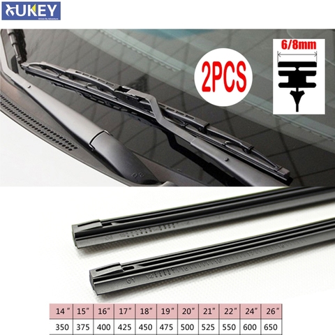 2Pc No Cutting Car Metal Wiper Blade Refill 6mm  14