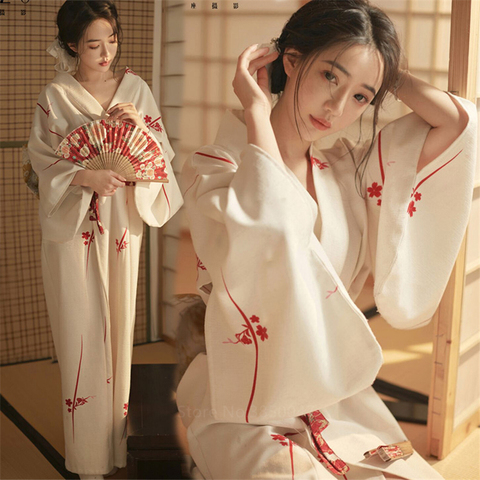 Japanese Style Traditional Kimono Casual Samurai Women Ladies Geisha White Haori Yukata Bowknot High Quality Trend Loose Clothes ► Photo 1/6