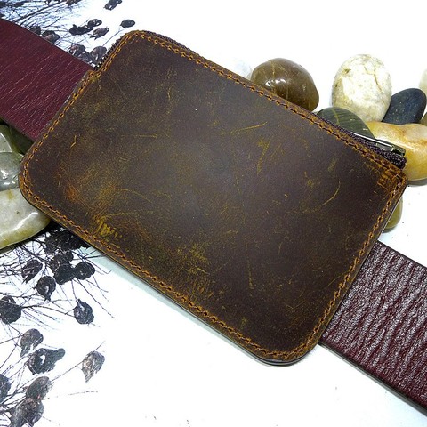 blongk Genuine Leather Small Waist Bag Ultra Thin Belt Pack Mini Zippered Card & ID Holder Case on Belt Men Women LHD-K ► Photo 1/6