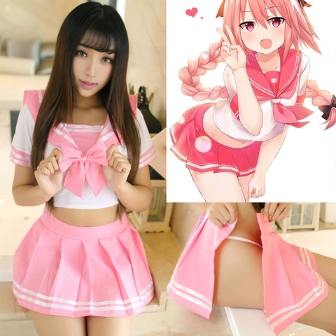 Fate/Grand Order Fate Apocrypha Rider Astolfo Cosplay JK School Uniform Sailor Suit Women Fancy Outfit Anime Halloween Costume ► Photo 1/4