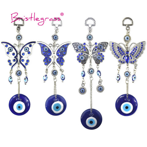 BRISTLEGRASS Turkish Blue Evil Eye Rhinestone Butterfly Amulets Lucky Charms Wall Hanging Pendant Blessing Protection Gift Decor ► Photo 1/6