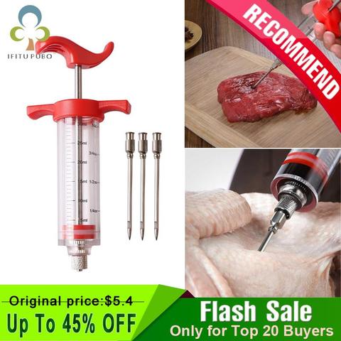 BBQ Meat Syringe Marinade Injector with 3 Stainless Steel Needles Turkey Chicken Syringe Sauce Injection Kitchen Tools GYH ► Photo 1/6