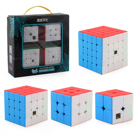 4pcs Speed Cube Set Moyu MofangJiaoshi 2x2 3x3 4x4 5x5 Meilong Magic Cube pyramid skew Megaminx SQ1 Packing Educational Toys ► Photo 1/6