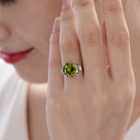 Rings For Women 2017 Silver 925 jewelry Solitaire Green Spinel Section Fine Jewelry Engagement Party for Girls Christmas Gift ► Photo 1/3