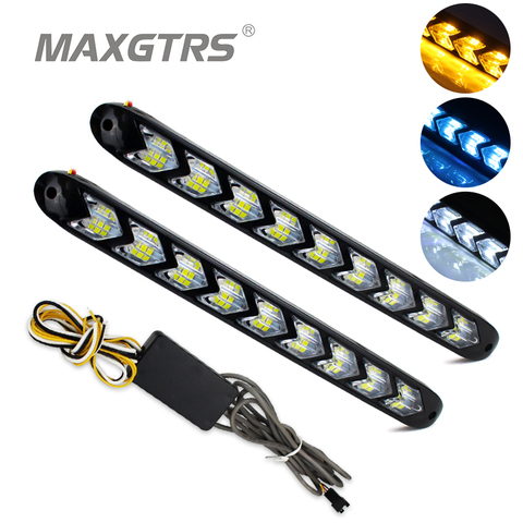 2x Car Flexible White/Amber Switchback LED Knight Rider Strip Light for Headlight Sequential Flasher Dual Color DRL Turn Signal ► Photo 1/6