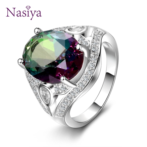 Genuine Rainbow Fire Mystic Topaz Ring 925 Sterling Silver Ring Fine Jewelry Gift For Women Lady Girls Wholesale ► Photo 1/5