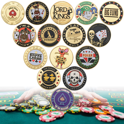 Poker Card Guard Hand Protector Metal Token Coin with Plastic Cover Poker Chip Set Poker Game Cards Souvenir Hold'em Accessories ► Photo 1/6