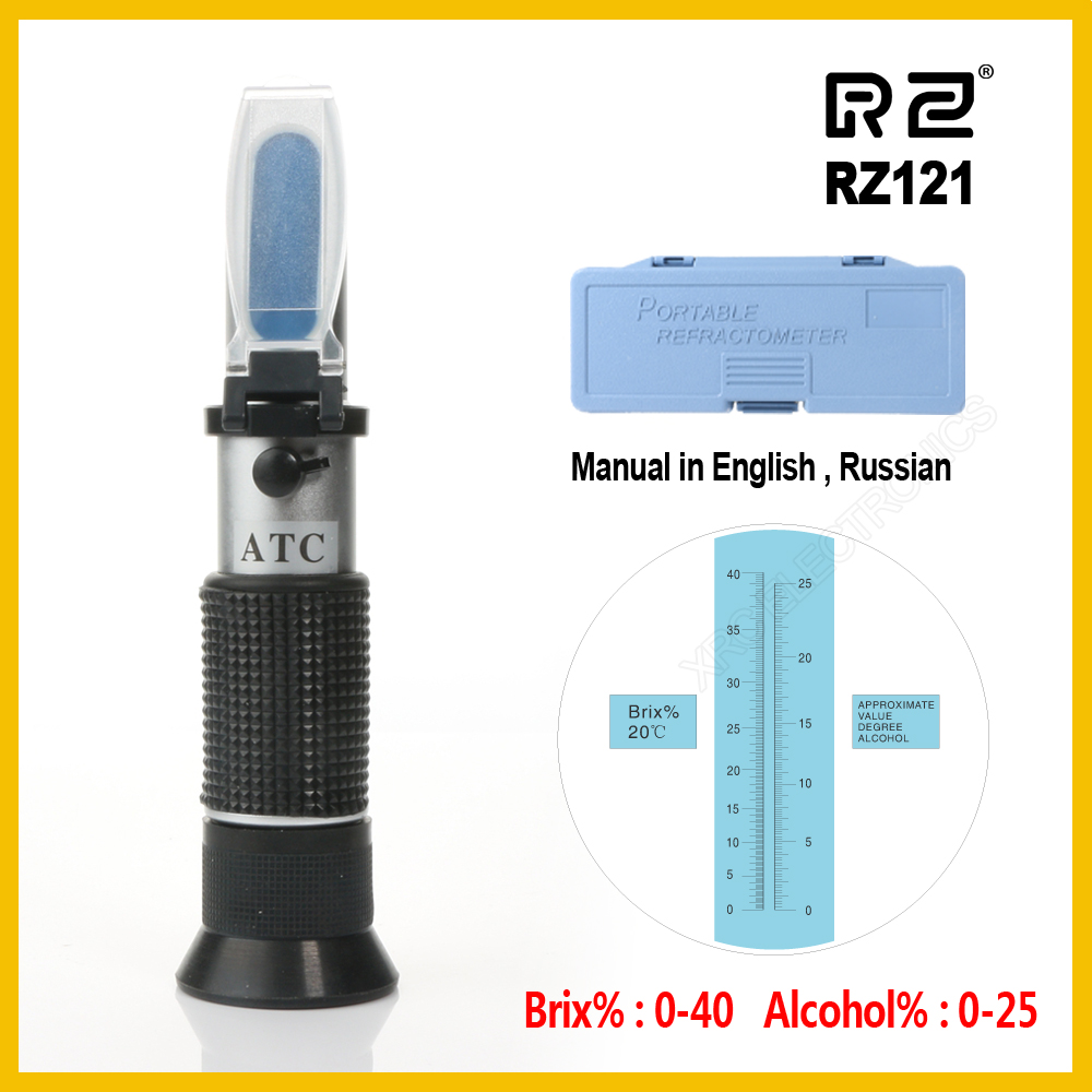 Alcohol Refractometer 0-25% Wine Beer Brix  0-40% Grape Honey Sugar Test Meter 