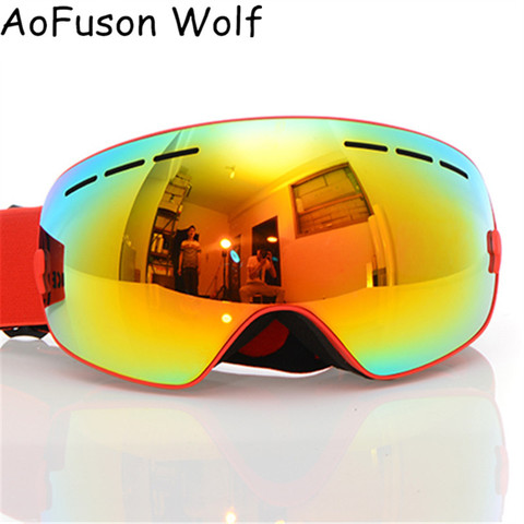 Brand ski goggles with box case double layers anti-fog lens big vision mask glasses motocross women men snow snowboard goggles ► Photo 1/6