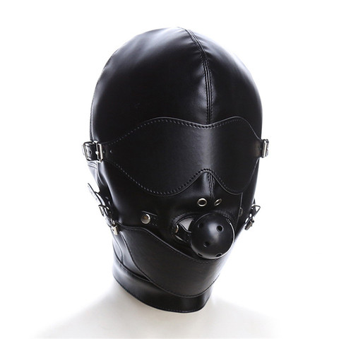 Fetish Sex Mask Bdsm Bondage Sexy Headgear Open Mouth Gag Blindfold Leather Restraint Hood Mask Sex Toys for Couples Adult Games ► Photo 1/6