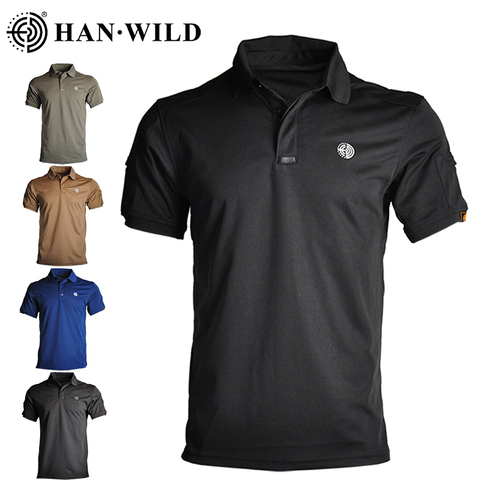 HAN WILD Tactical Army T-shirts Men Short Sleeve Quick Drying Polos Lightweight Outdoor Hiking Camping T-shirts Sports ► Photo 1/6