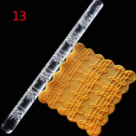 1 PC 14 Styles Acrylic Rolling Pin Designed Fondant Cake Impression Pastry Roller Embossing DIY Baking Tools Kitchen Supplies ► Photo 1/6