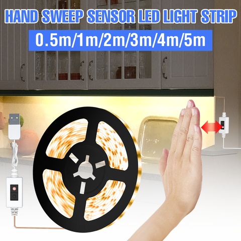 Led Lamp 0.5M 1M 2M 3M 4M 5M Led Hand Sweep Sensing Light Tape USB Waterproof Flexible Led Light Strip Bedroom Kitchen Lighting ► Photo 1/6