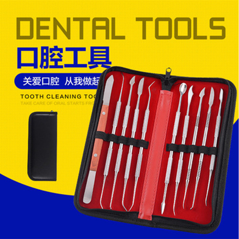 10pcs Dental Odontologia Kit Stainless Steel Teeth Cleaning Set Dentistry Oral Tools Engraving Knifves Wax Carving Instrument ► Photo 1/5