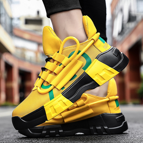 Chunky Sneakers Sports Casual Shoes Hip Hop Streetwear Thick Bottom Men Yellow INS Running Shoes Basket Tenis Masculino Adulto ► Photo 1/6