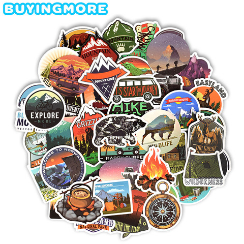 50 PCS Camping Landscape Stickers Outdoor Adventure Climbing Travel Waterproof Sticker to DIY Suitcase Laptop Bicycle Helmet Car ► Photo 1/6