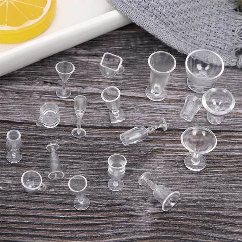 Hot Sale 17pcs/Set Mini Transparent Drink Cups Dish Plate Tableware Miniatures DIY Pretend Play Kitchenware Toys ► Photo 1/6