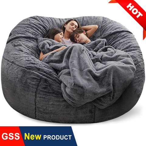 Dropshipping 180cm Giant Bean Bag Sofa Big Fluffy Fur Beanbag Bed Slipcover Case Floor Seat Couch Futon Lazy Sofa Recliner Pouf ► Photo 1/6