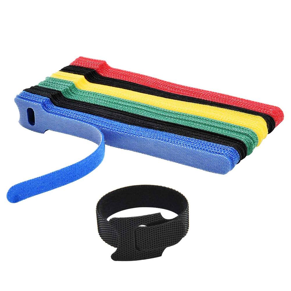 10pcs 12inch Self Adhesive Reusable Cable Tie Nylon Fastener Hook and Loop  Strap Cord Ties PC TV Organizer 30cm Length 2cm Width