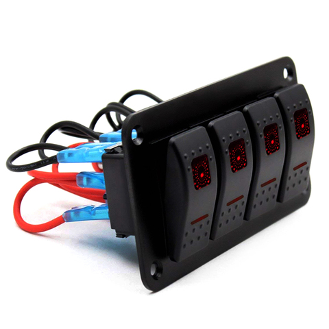 LED Backlit 3 Gang Marine Switch Panel 4 Gang Boat Car Rocket Switch Panel Overheat protection Dash 5 Pin ON/Off Toggle Panel ► Photo 1/6