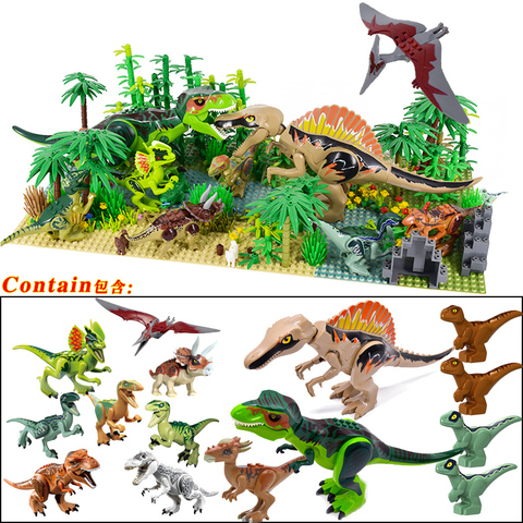 New Jurassic Dinosaur Rainforest Animals DIY Blocks Dinosaurs Mini Models Building Blocks Bricks Kid Dino Toys For Children ► Photo 1/4