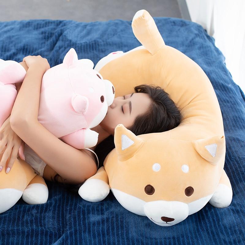 Soft cute corgi dog plush toy chubby Shiba Inu girl doll sleeping pillow 