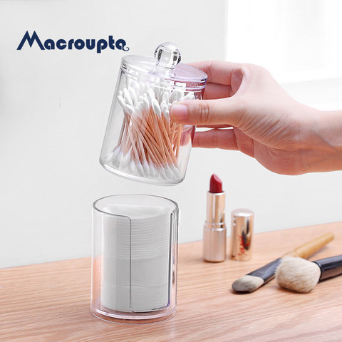 Acrylic Round Qtip Container Cosmetic Makeup Cotton  Multifunctional  Pad Organizer Jewelry Storage Box Holder and Candy Jars ► Photo 1/6