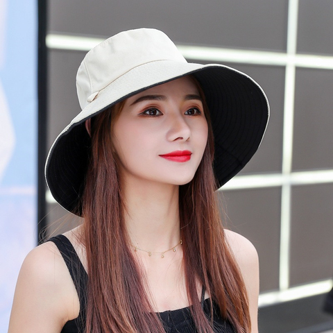 Sun Hat Summer Foldable Bucket Hat for women  Outdoor Sunscreen Cotton Fishing Hunting Cap Anti-UV  wide brim bucket  Sun hat ► Photo 1/6