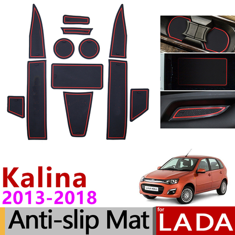 for Lada Kalina II MK2 2013 - 2022 Anti-Slip Rubber Cup Door Groove Mat BA3 2192 2194 Accessories 2014 2015 2016 2017 With Logo ► Photo 1/6