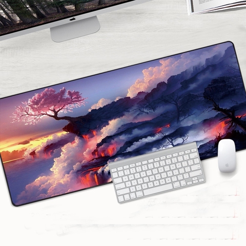 Cherry Blossoms Mouse Pad Gamer Large Lock Edge Soft Durable Gaming Mousepad Mountain Non-slip Rubber Computer Desk Mat Padmouse ► Photo 1/6