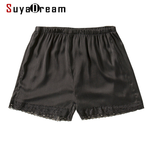 SuyaDream Woman Silk Shorts Black 100%Natural Silk Lace Shorts 2022 Summer New ► Photo 1/5