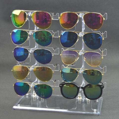 Two Row Sunglasses Rack 10 Pairs Glasses Holder Display Stand Transparent R9JE ► Photo 1/6