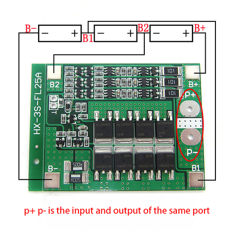 3S 25A Li-ion 18650 BMS PCM battery protection board bms pcm with balance for li-ion lipo battery cell pack ► Photo 1/5