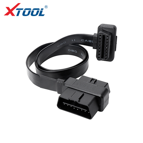 XTOOL New Flat Thin OBD Cable 16Pin ELM327 2 interfaces Male To Female Elbow OBDII Extension Cable Diagnostic Scanner Connector ► Photo 1/6
