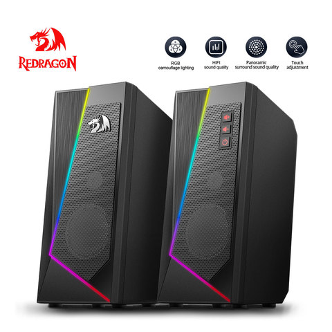 Redragon Anvil GS520 aux 3.5mm stereo surround music RGB gaming speakers sound bar for computer 2.0 PC notebook TV loudspeakers ► Photo 1/6