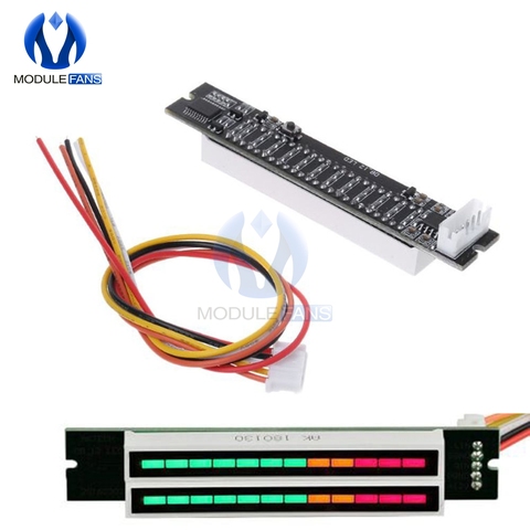 Mini Double Dual 12-bit LED Music Level Indicator Module Adjustable Light Speed VU Meter Stereo Amplifier Board with AGC Mode ► Photo 1/6