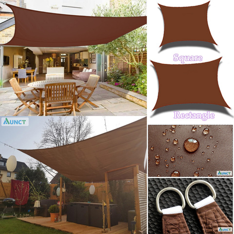 Brown 300D Waterproof Oxford Square Rectangle Sun Shade Sail Garden Yard shade sun Canopy Camping sail awning terrace swimming ► Photo 1/6