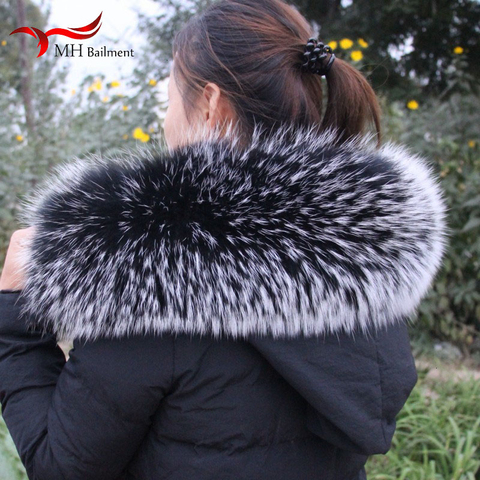 Super Large Fur Collar Winter New Real Raccoon Fur Collar Furry Warm Comfortable Coat Scarf Ladies Shawl Large Size Scarf Female ► Photo 1/6