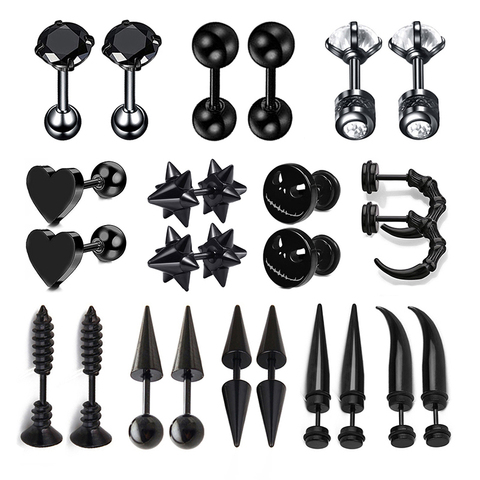 1 Pair Gothic Black Steel-Color Funny Screw Back Stud Earrings For Men/Women Round Ball Spike Cone Tip Stainless Steel Jewelry ► Photo 1/1