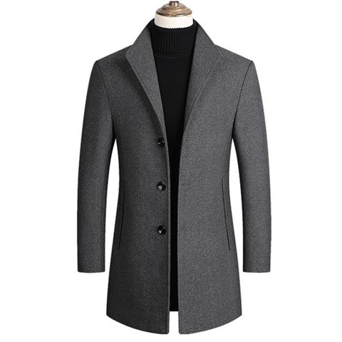 Men Wool Blends Coats Trench Pea Coat 2022 Spring Winter New Solid Color High Quality Men's Wool Jacket Luxurious Brand Clothing ► Photo 1/6