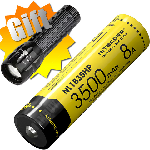 2022 Nitecore NL1835HP High Performance 18650 3500mAh 3.6V 12.6Wh 8A Protected Li-ion Button Top Battery for High Drain Devices ► Photo 1/6