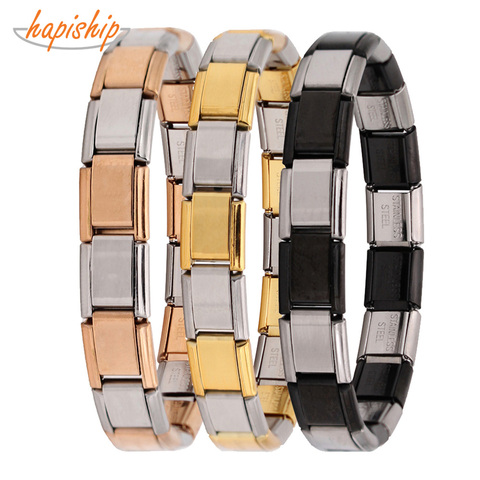 Hapiship 2022 Fashion Men/Women's New Design Jewelry 9mm Width Mixed Color 18Links Stainless Steel 17.3cm Bracelet Bangle PJ055 ► Photo 1/6