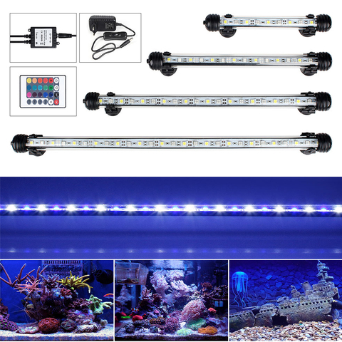 EU US Plug RGB Remote Aquarium Light Fish Tank Waterproof 5050 SMD LED Bar Light Aquatic Lamp Submersible 18-48CM ► Photo 1/6