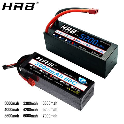 HRB 4S 14.8V Lipo Battery 3000 3300mah 3600 4000mah 5200mah 5500mah 6000mah 7000mah Deans T Plug TRX XT60 Hard Case RC Car Parts ► Photo 1/6