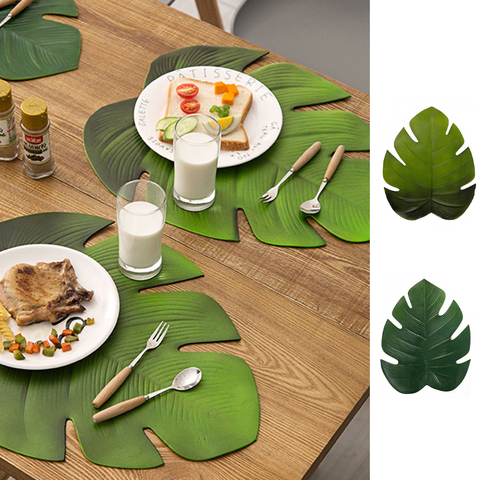 new  Insulation Mat Simulation Tablecloth Sheet Leaf Shape Tropical Palm Pad Table Kitchen Accessories ► Photo 1/6